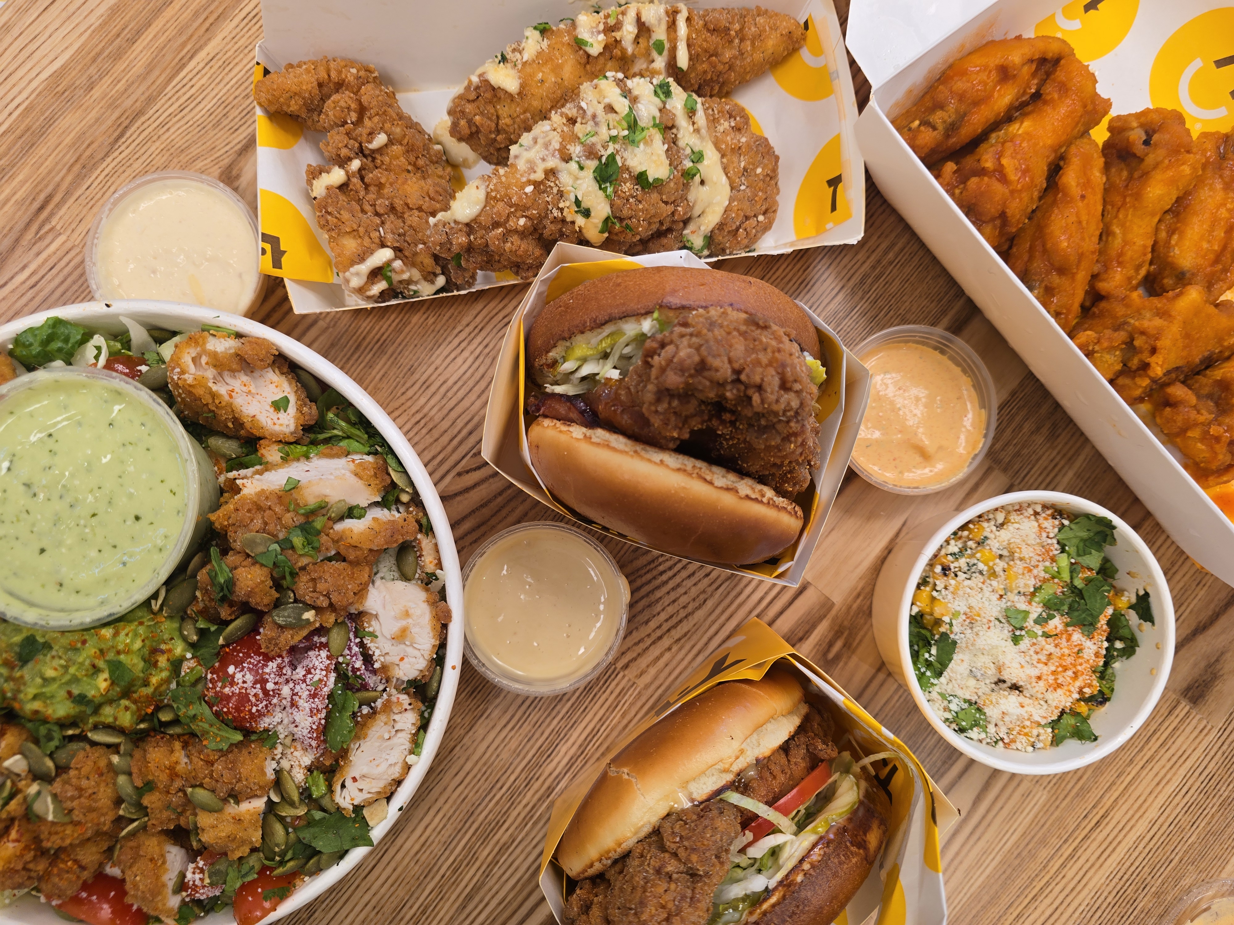 variety of fast food items on a table