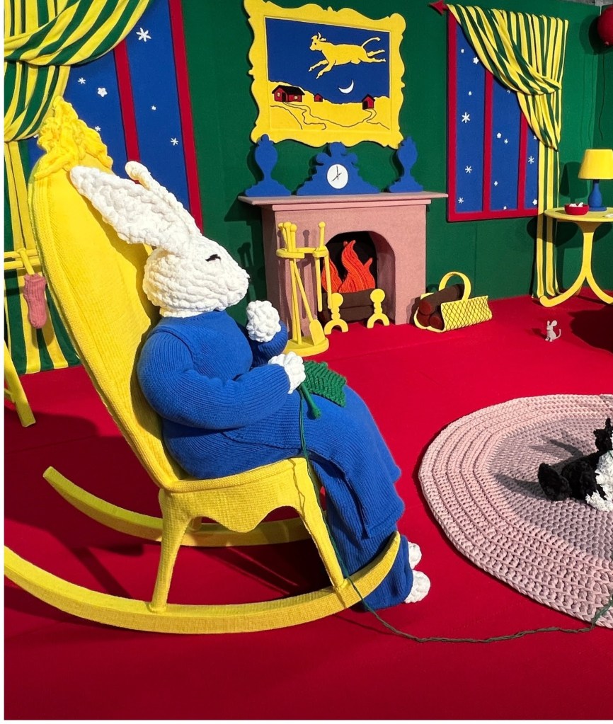 A bunny in a rocking chair