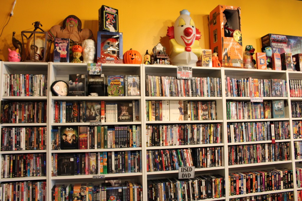 Shelves of DVDs