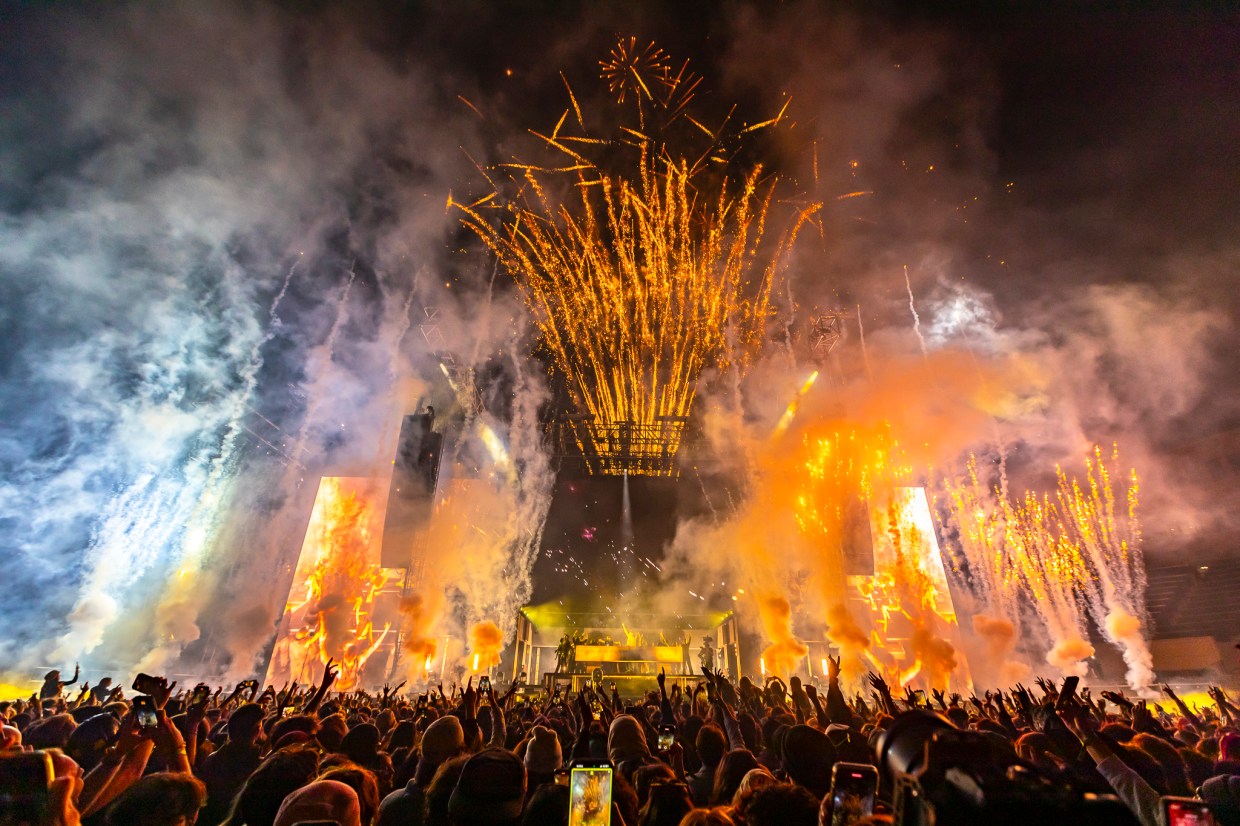 John Summit's production during his show at Folsom Field at the University of Colorado Boulder in Boulder, Colorado, on October 18.