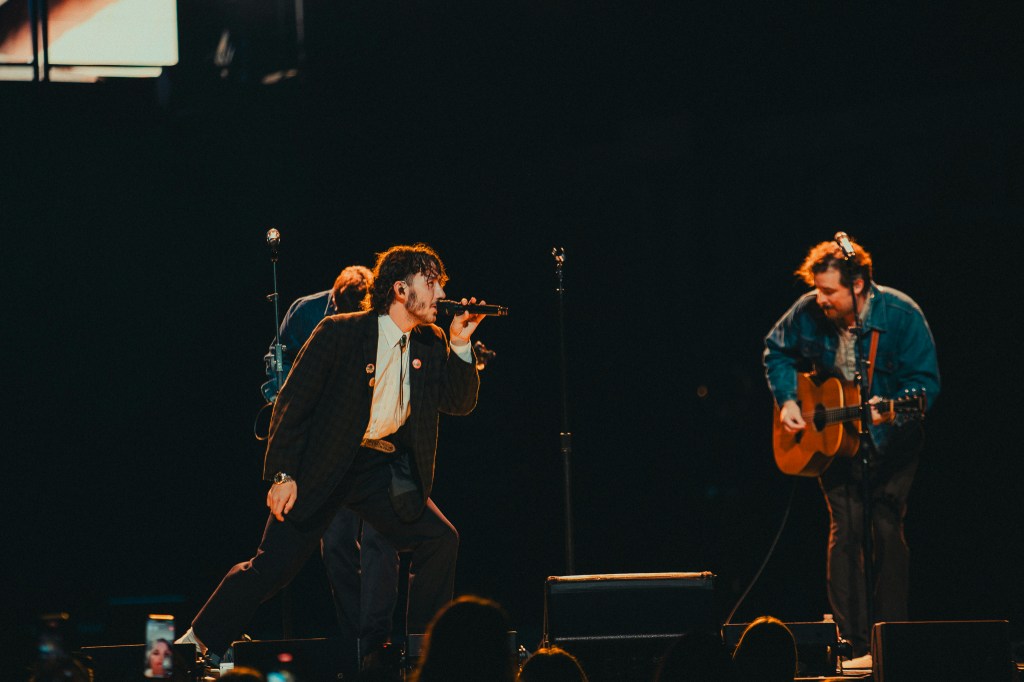 Frankie Jonas on stage at Ball Arena, opening for the Jonas Brothers on October 2, 2025.