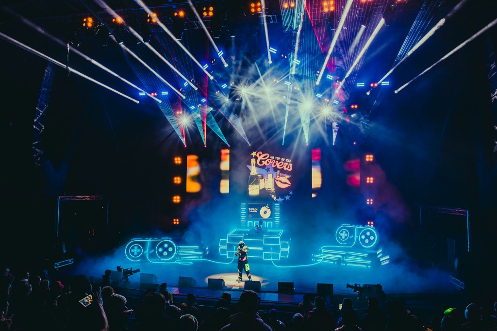 T-Pain performing on stage at Red Rocks on Wednesday, October 29.