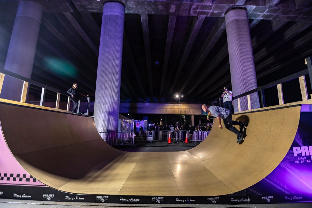 Project 70: Under The Bridge included skateboarders ahead of performances.