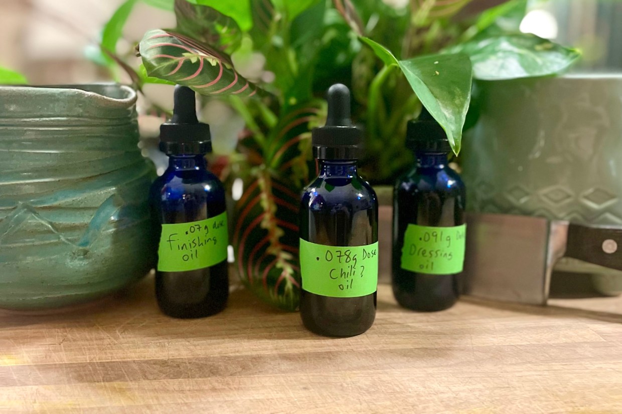 Tincture bottles of cannabis-infused oils from 3rd Floor Gourmet