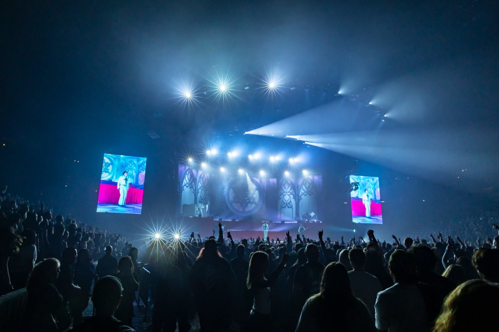 Bring Me The Horizon on stage at Ball Arena in Denver, Colorado, for their USA Ascension Program Part 01 tour.