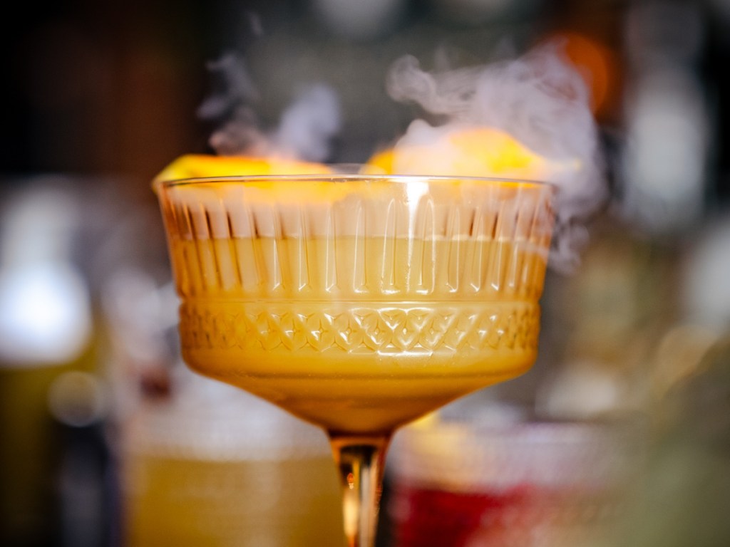 a cocktail in a glass