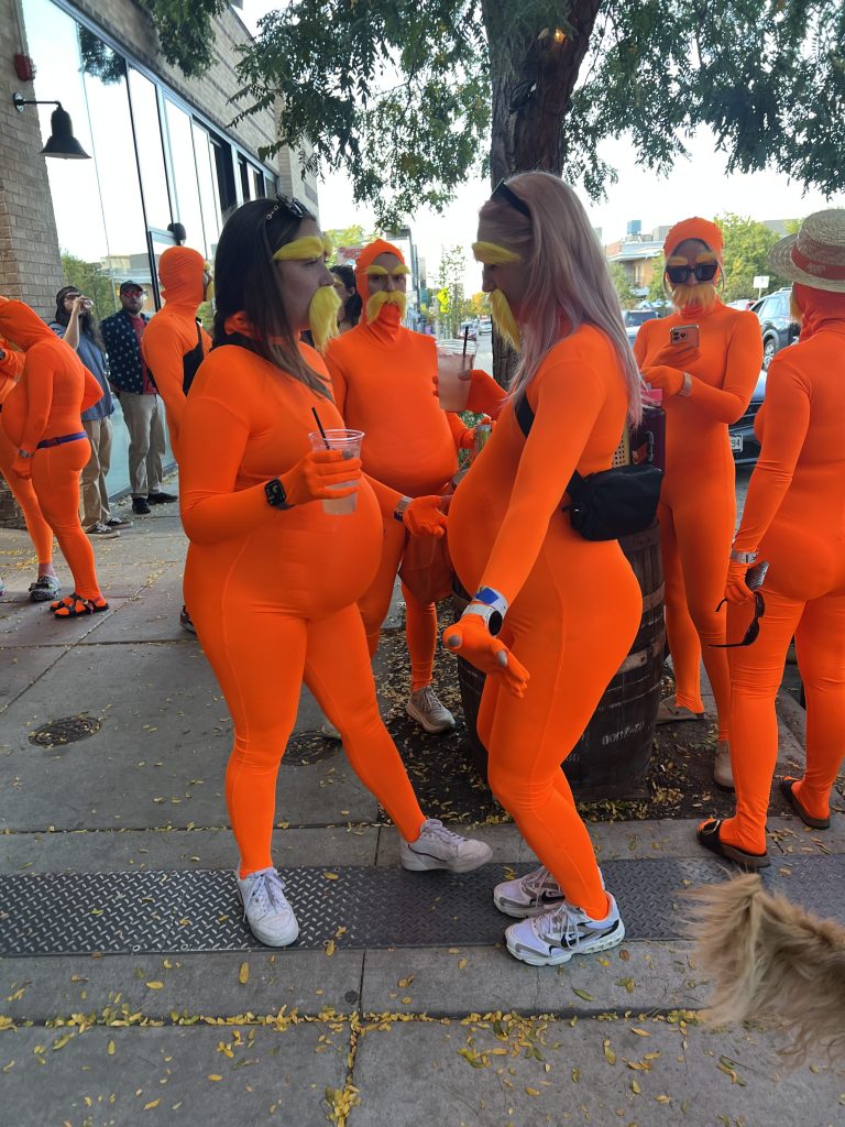 two loraxes belly bumping