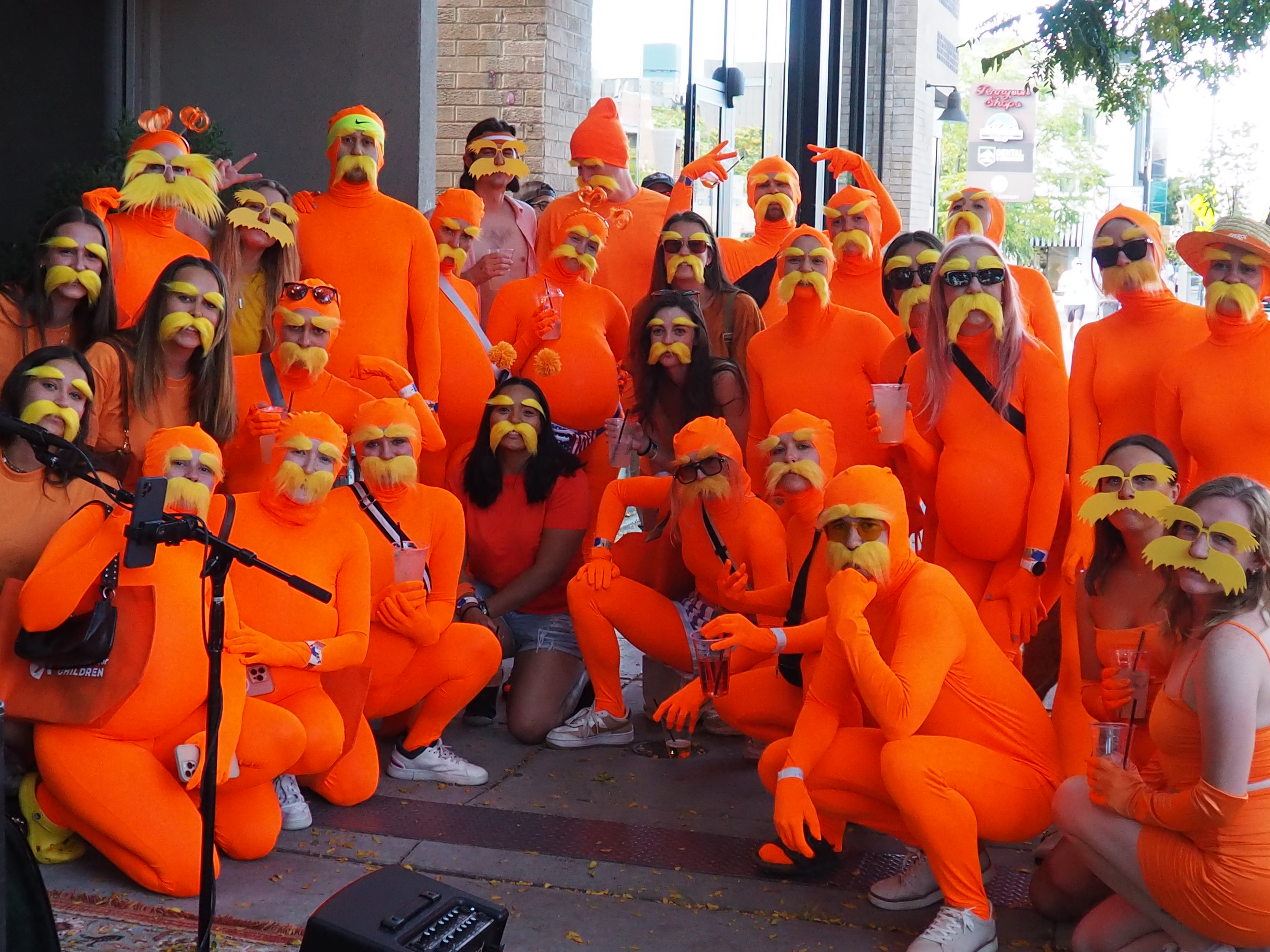 A group of people dressed as the lorax