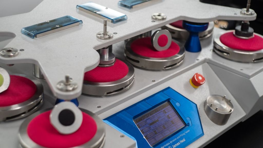 Rounds of taut fleece on the Martindale machine