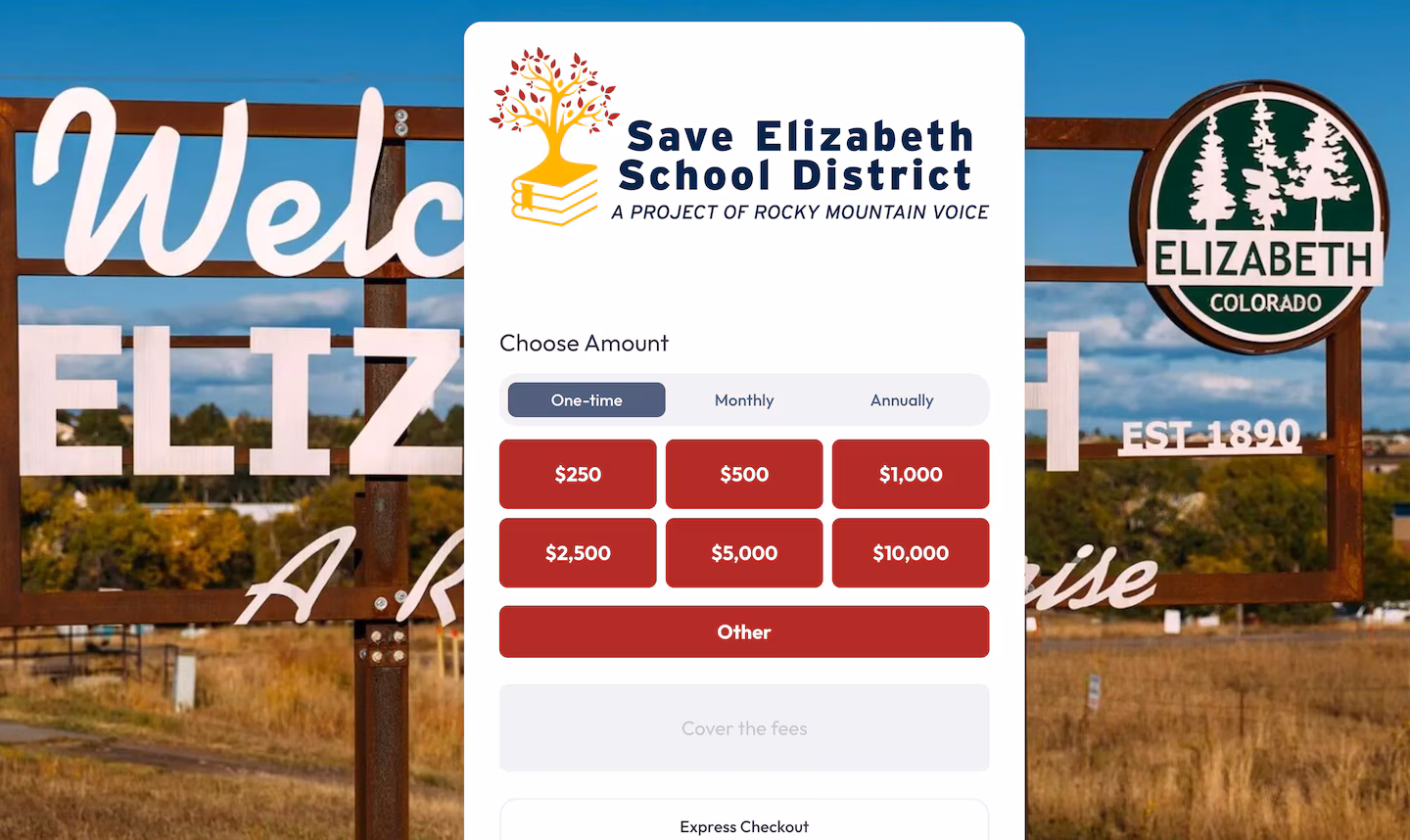Screen grab of Elizabeth School District website