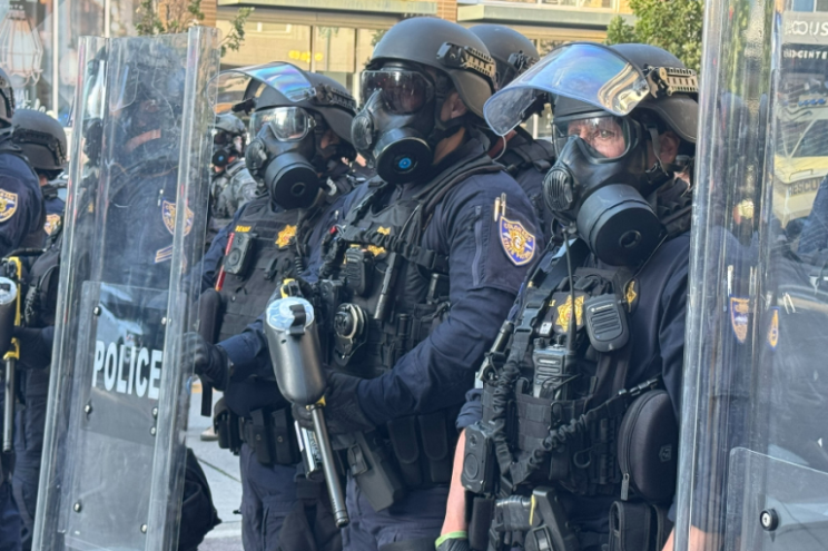 denver police officers at No Kings Rally