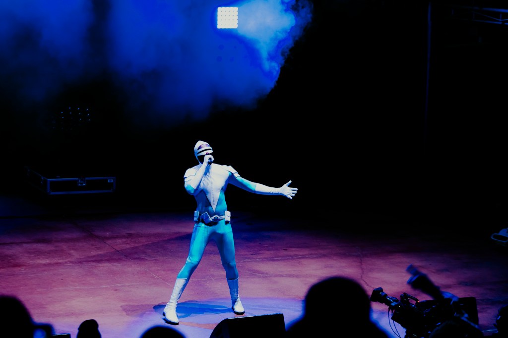 Freddie Gibbs on stage at Red Rocks on October 31 for Halloween on the Rocks.