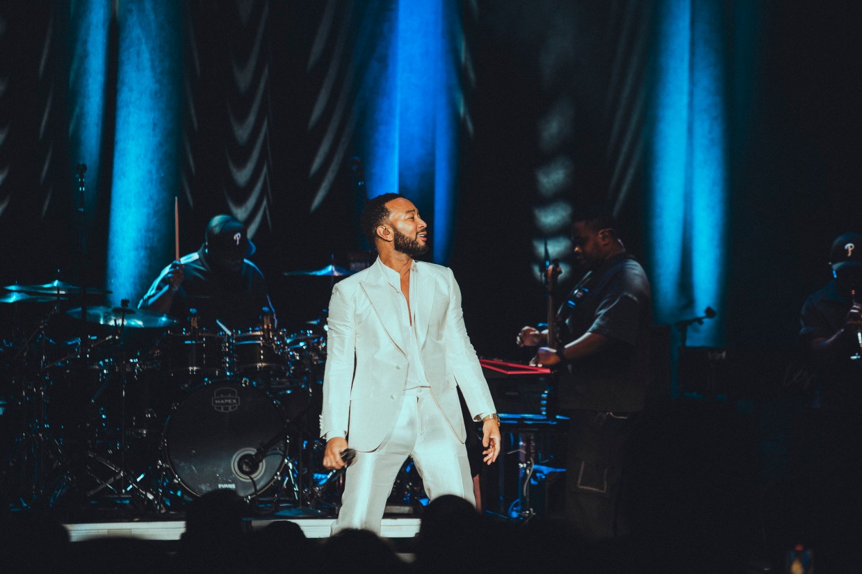 John Legend performing on stage at the Paramount Theatre on Wednesday, November 19.