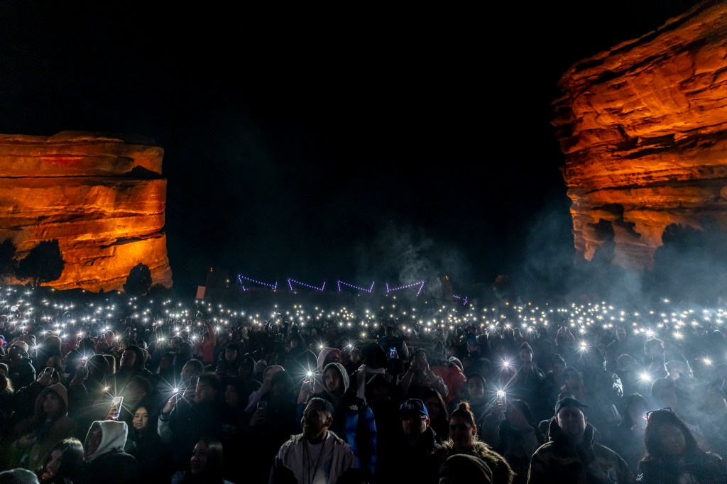 The crowd at Red Rocks in Morrison, Colorado, for Key Glock: Glock on the Rocks on Sunday, November 9, 2025.