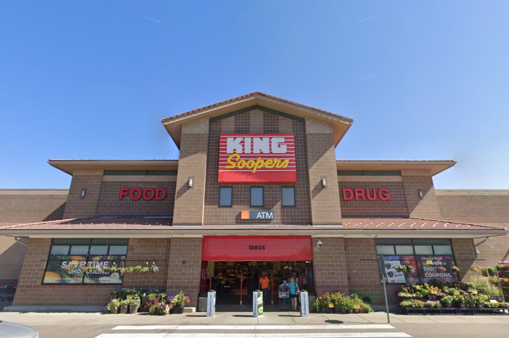 The brick exterior of a King Soopers location in Denver