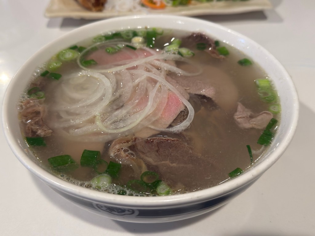 a bowl of pho