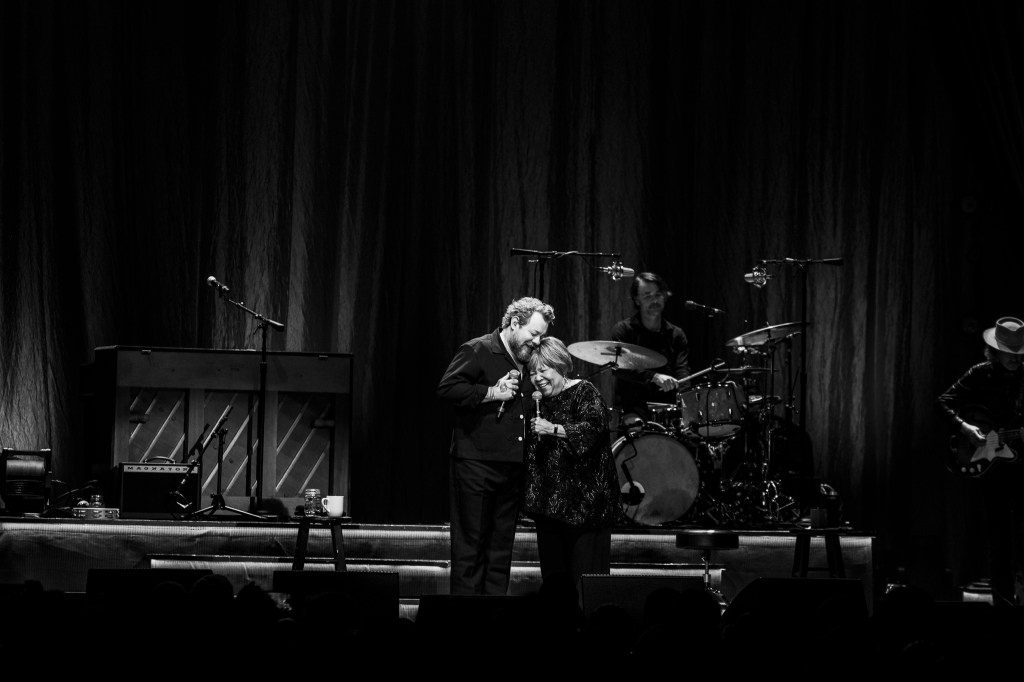 Nathaniel Rateliff and Mavis Staples on stage at the Mission Ballroom in Denver, Colorado.