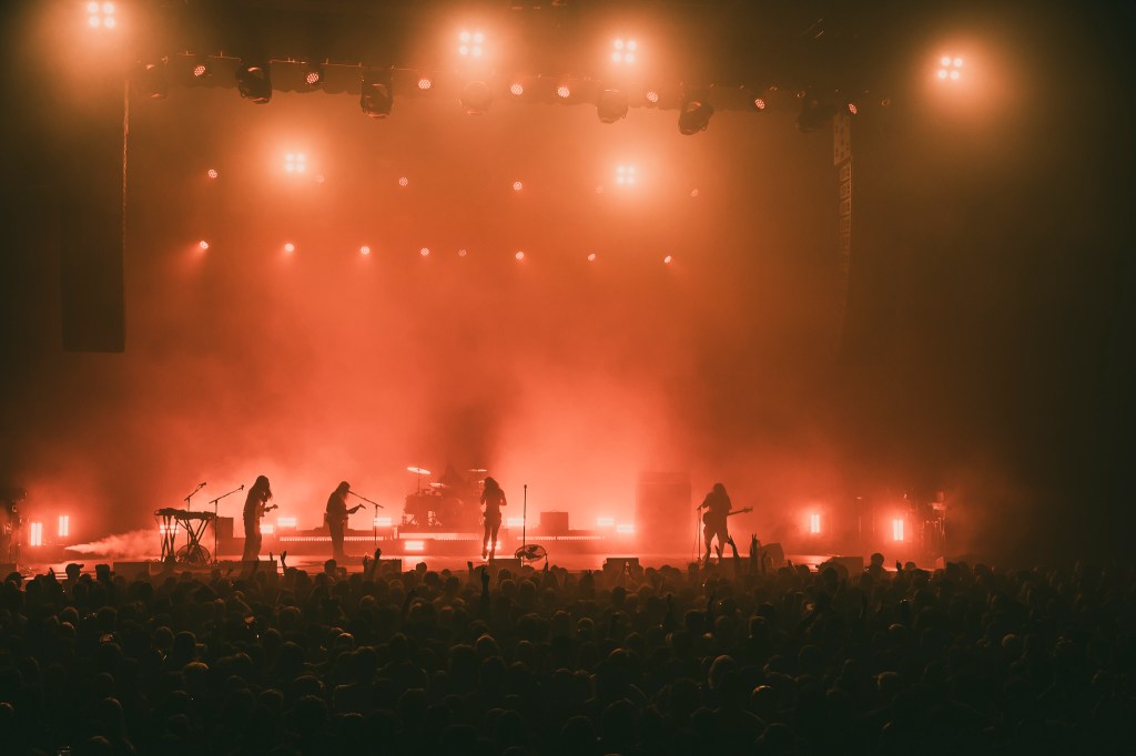 Wet Leg on stage at Mission Ballroom in Denver, Colorado.