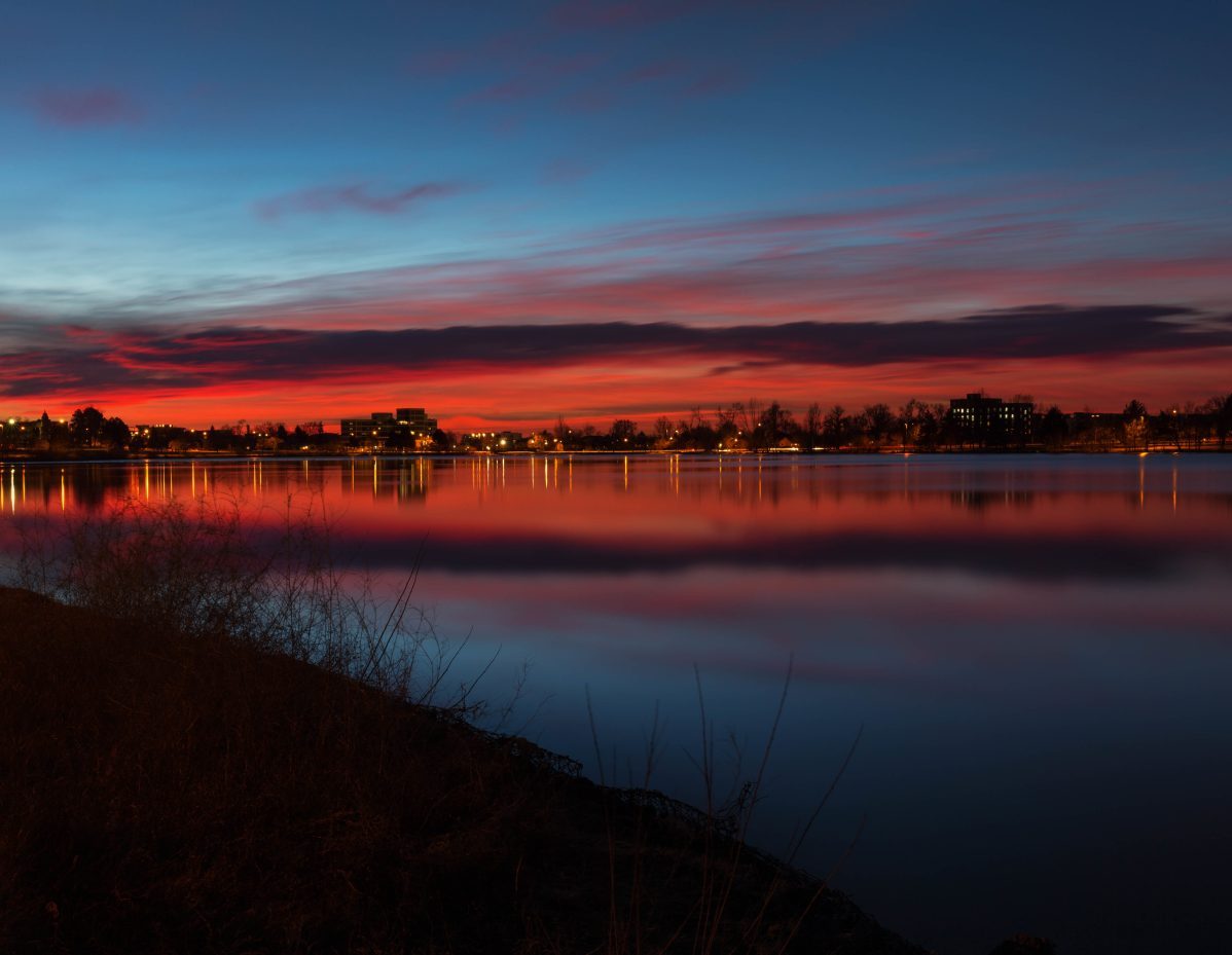 sunrise in Denver from Sloan's lake