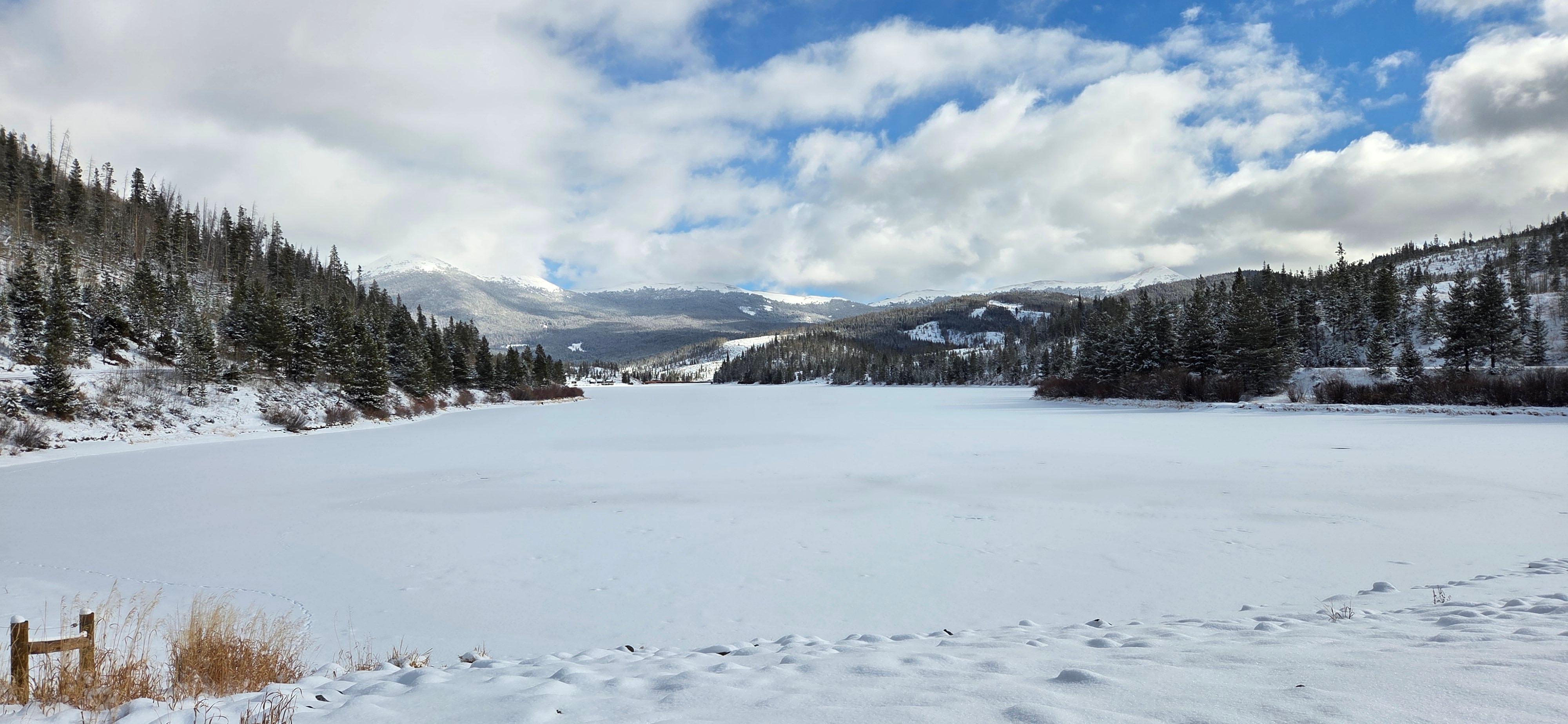 A snowy open area