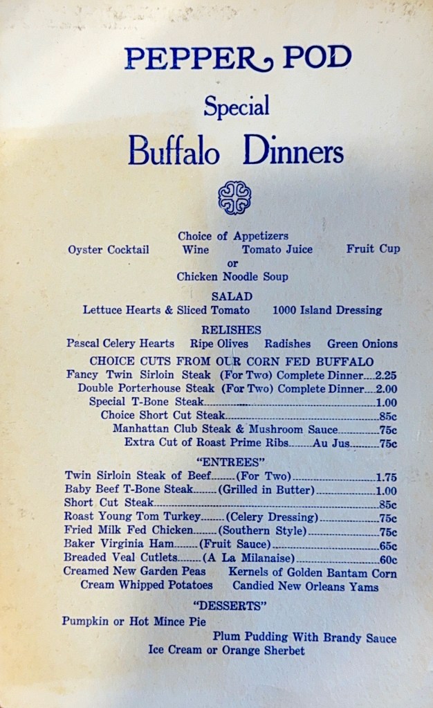 an old menu