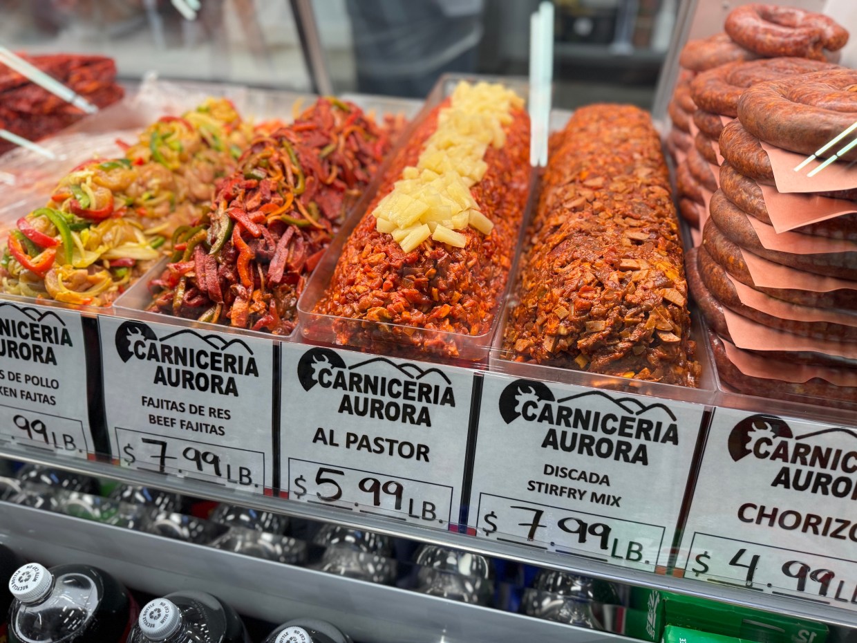 platters of marinated meat.