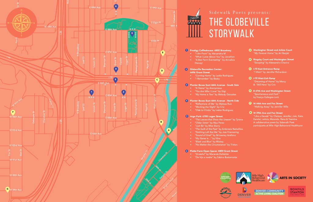 A map of the Globeville StoryWalk