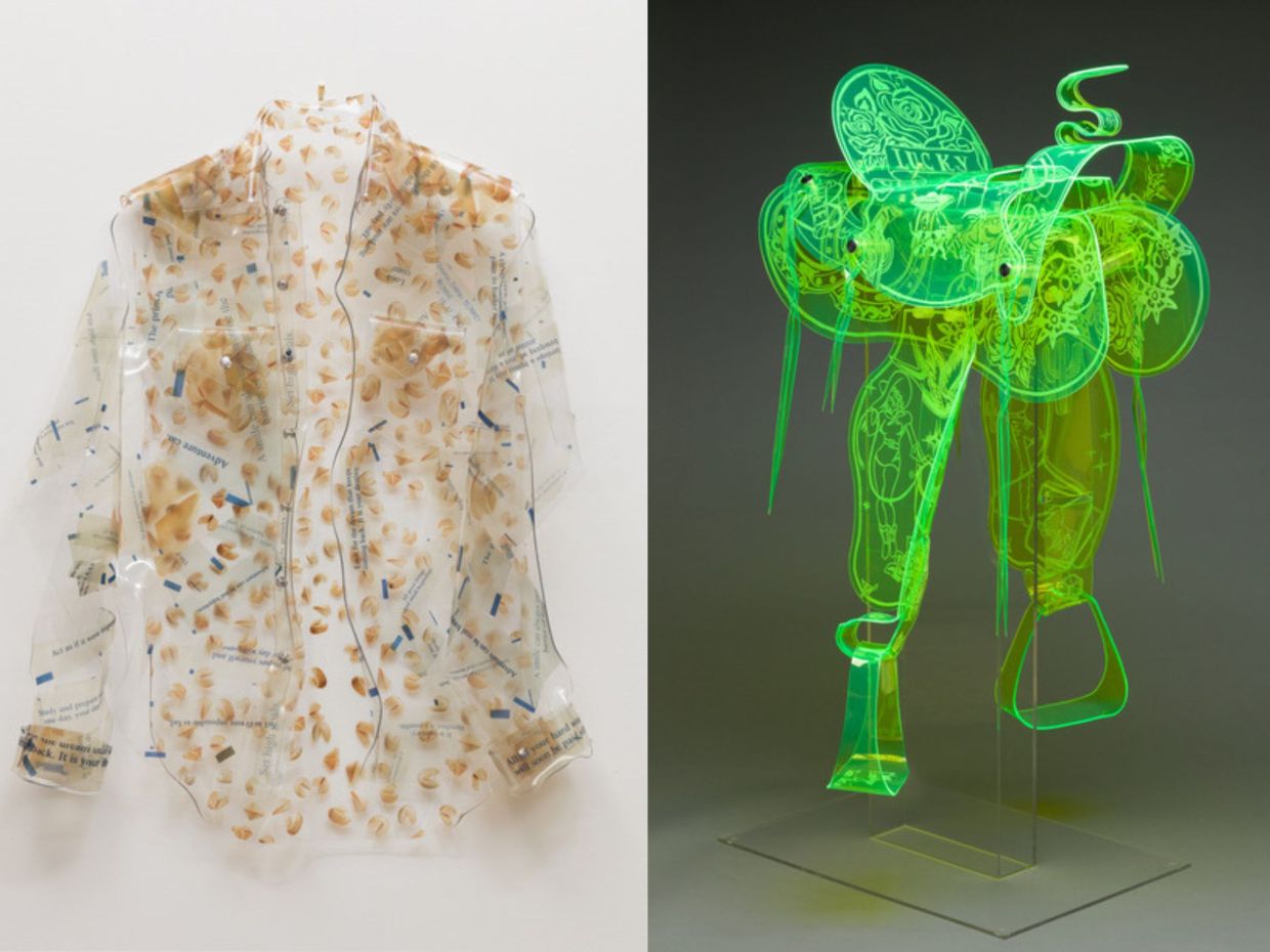 two pieces of plexiglass art