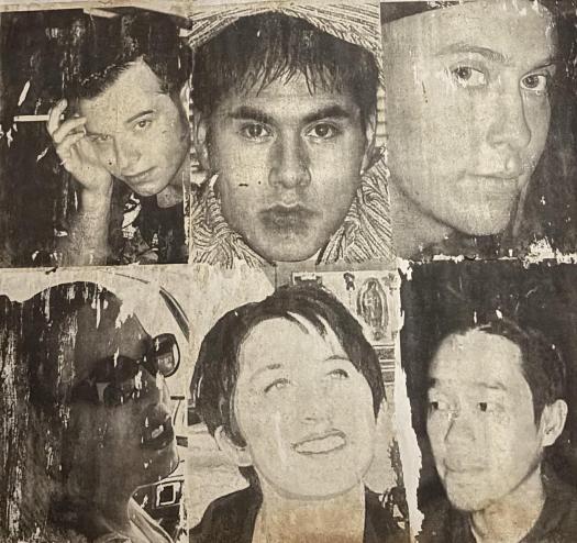 black and white photo collage of old friends