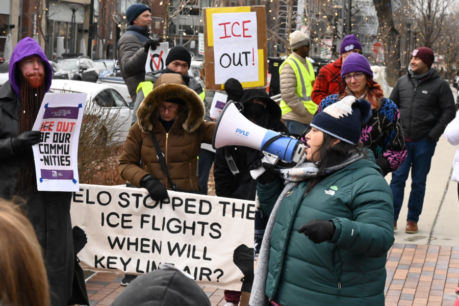 protesters outside palantir offices
