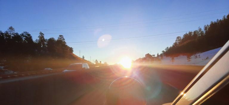 driving with a sun glare in colorado