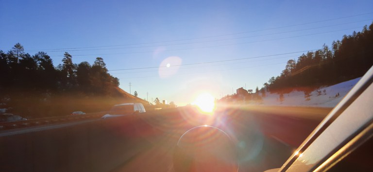 driving with a sun glare in colorado