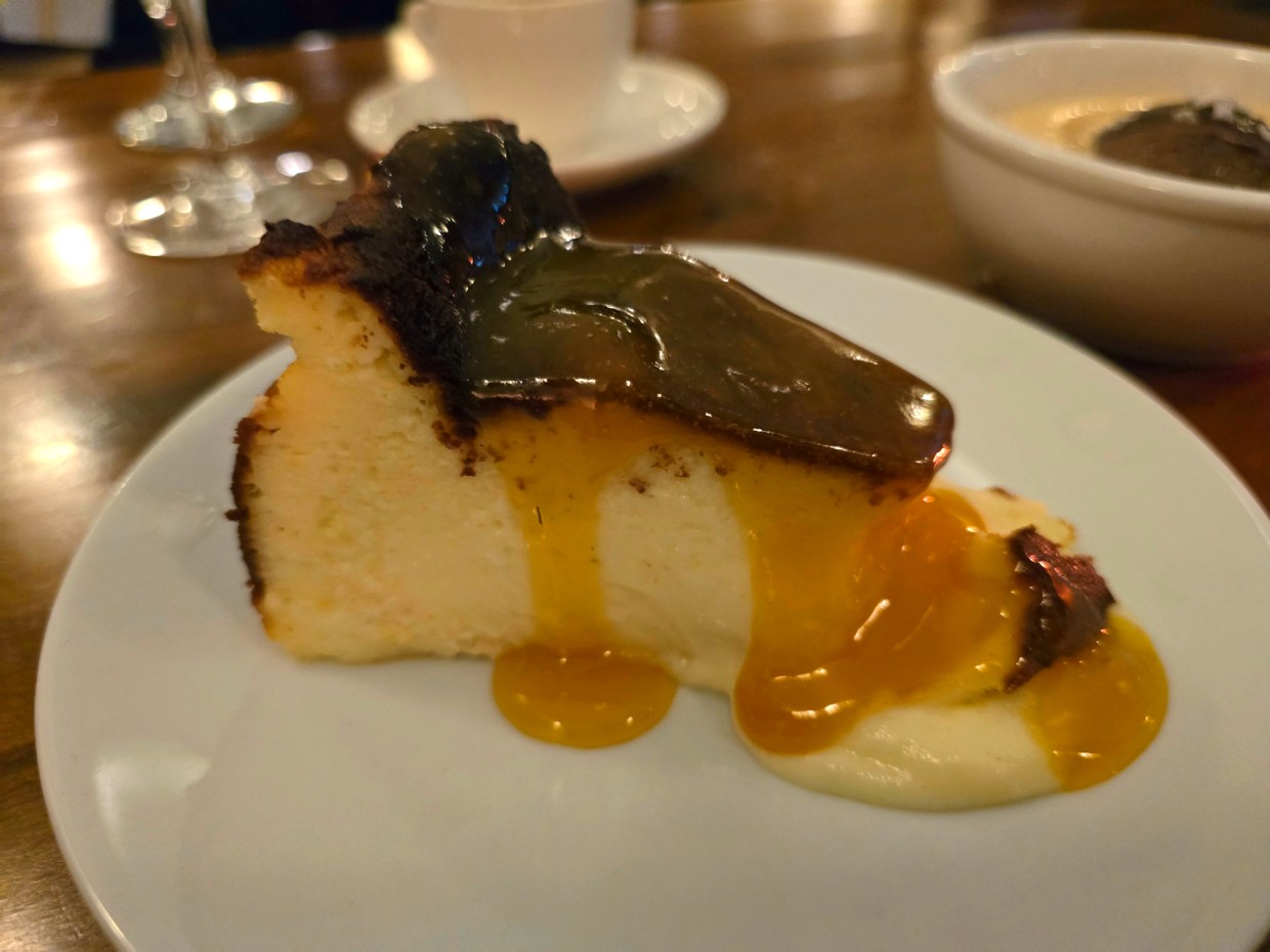 slice of basque cheesecake