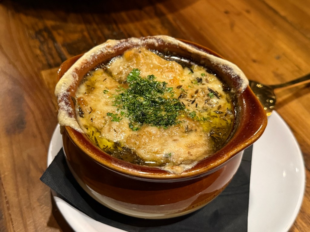 a bowl of French Onion soup