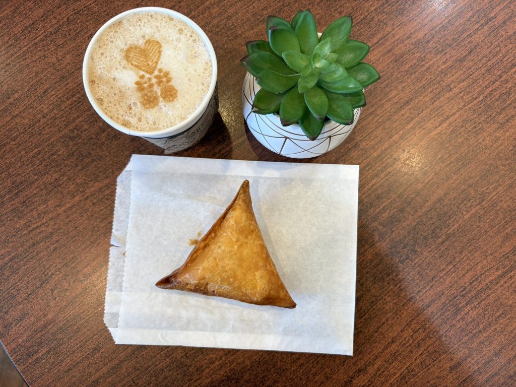 Sambusa and Dirty Chai at Harar Beans Coffee
