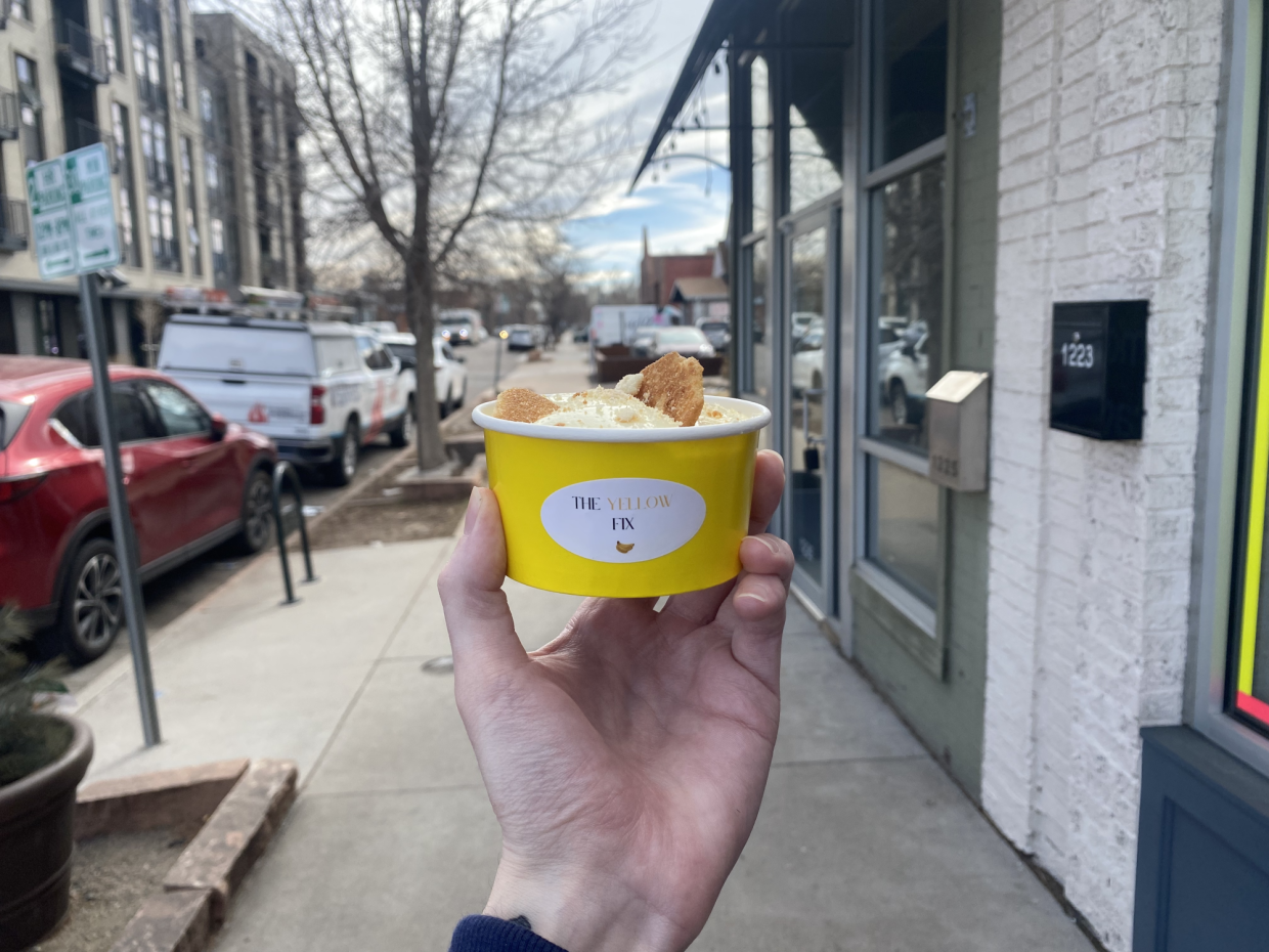 A cup of banana pudding with Nilla Wafers.