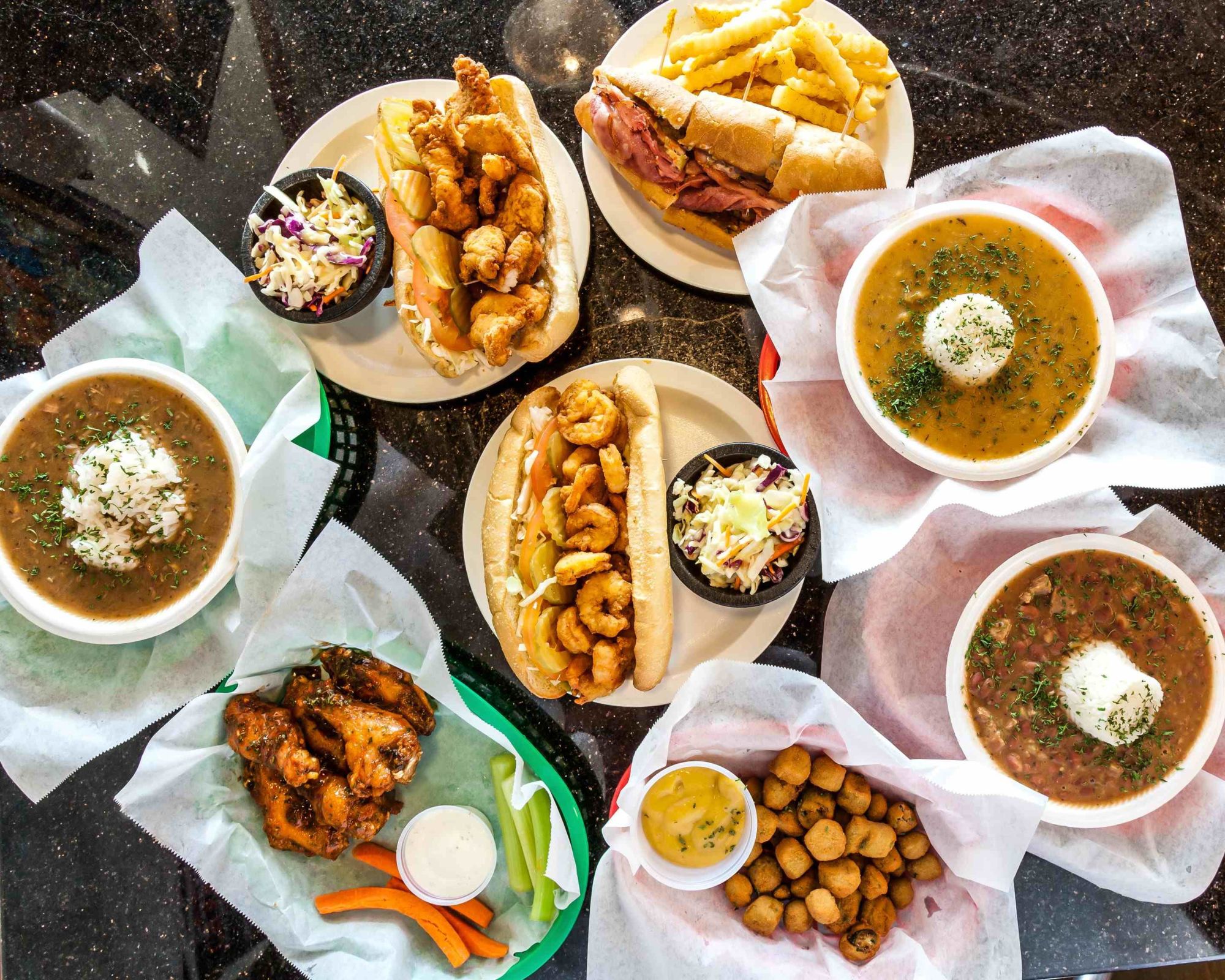 various Cajun foods