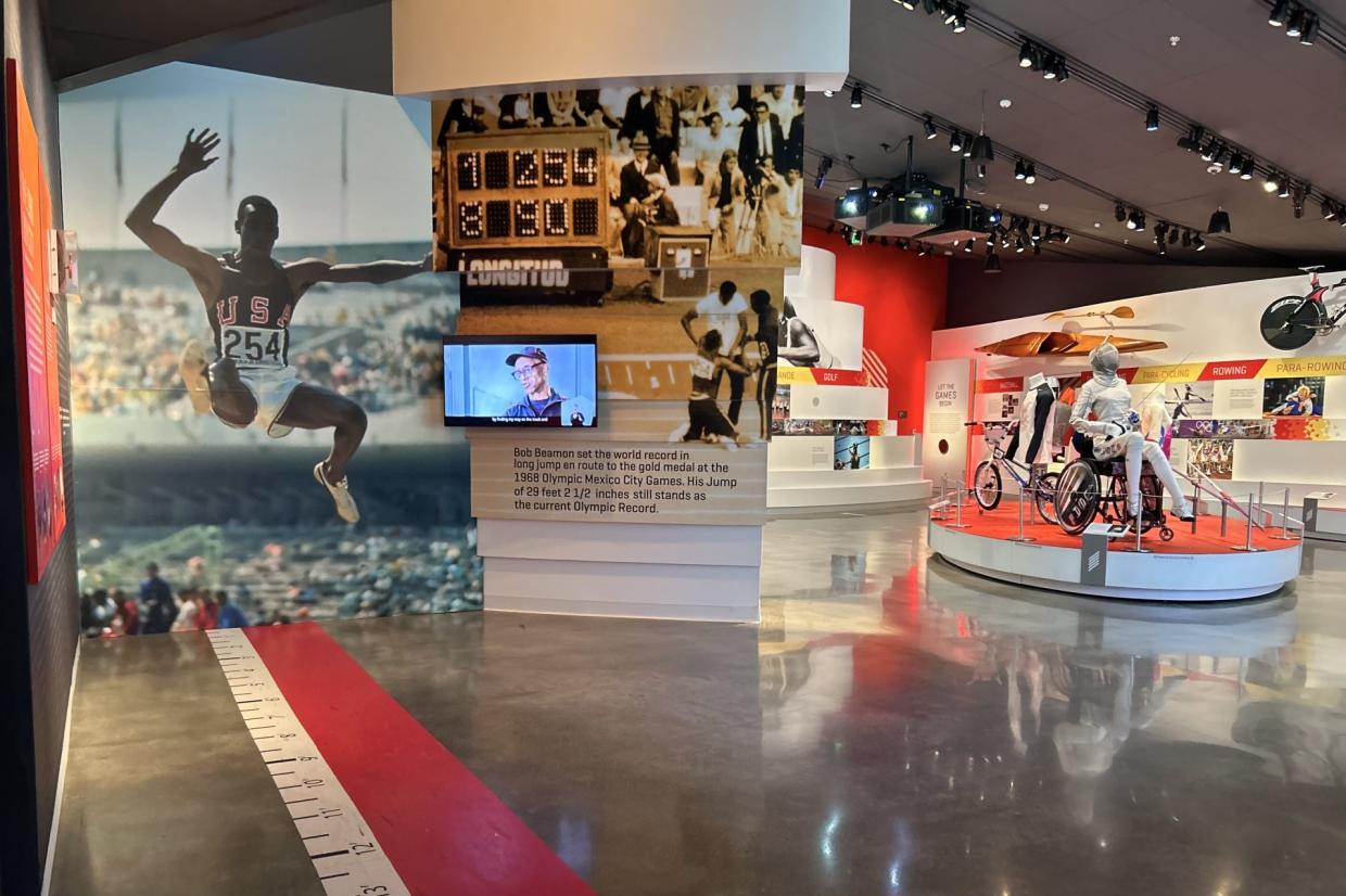 Olympic memorabilia and a portrait of Bob Beamon in the summer games gallery