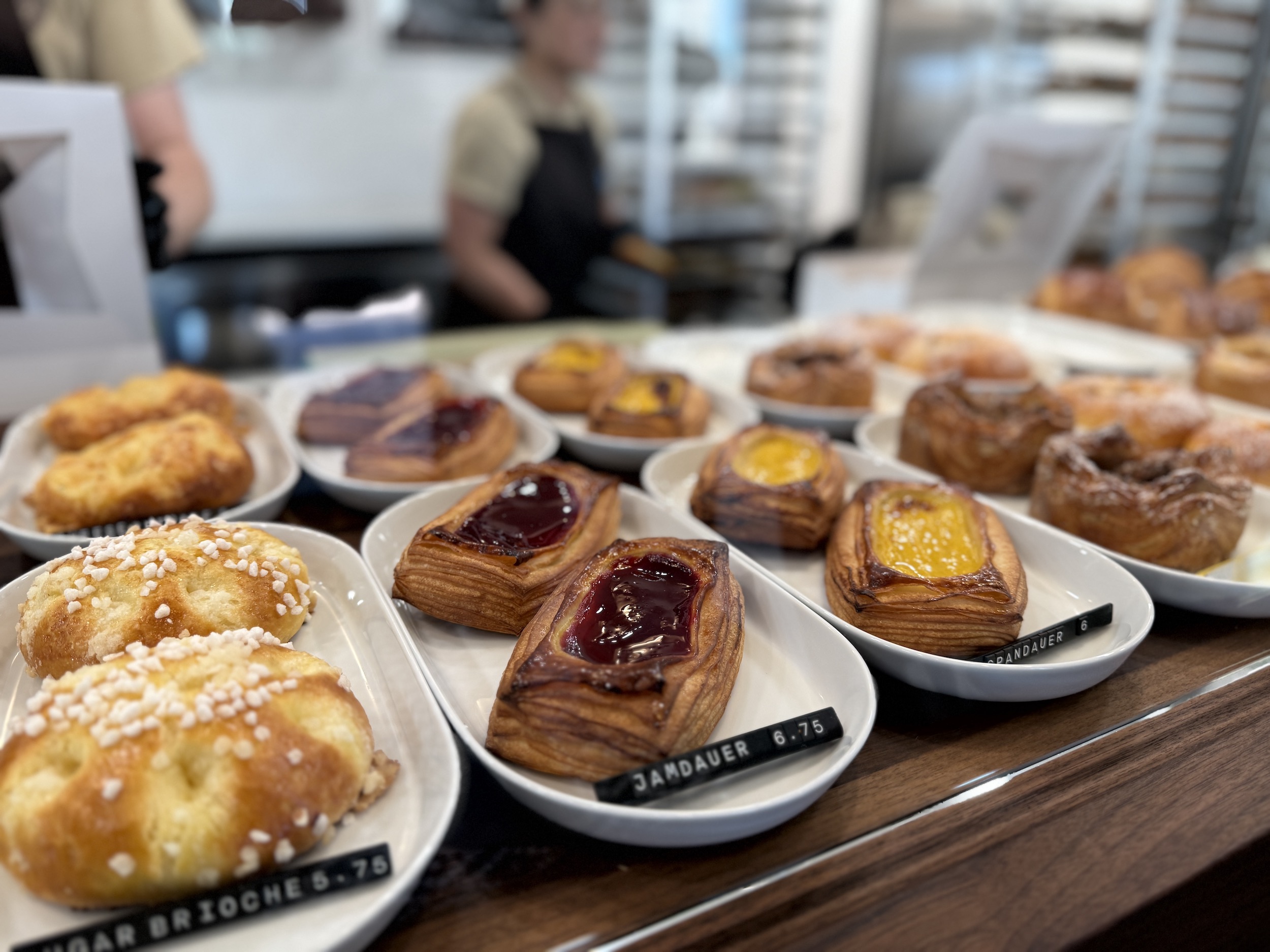 a counter of pastries
