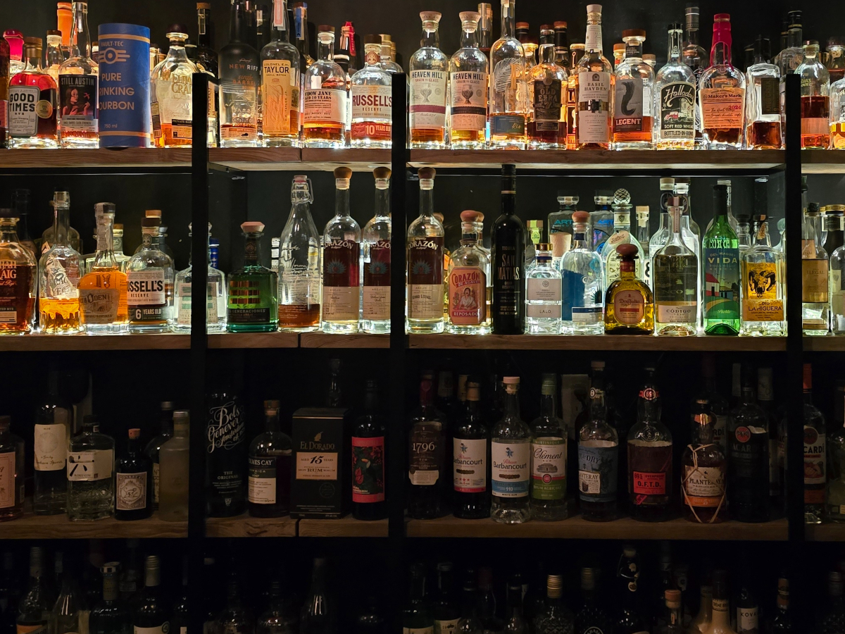 rows of alcohol bottles