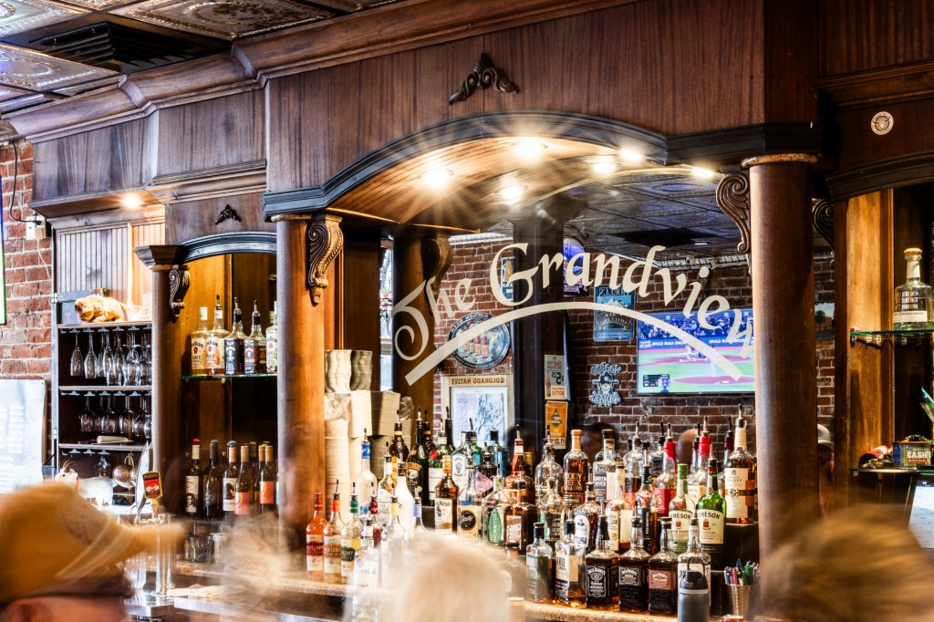 mirror behind a bar