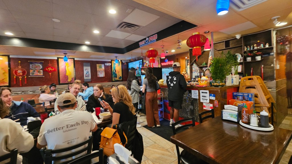 diners inside a pho restaurant