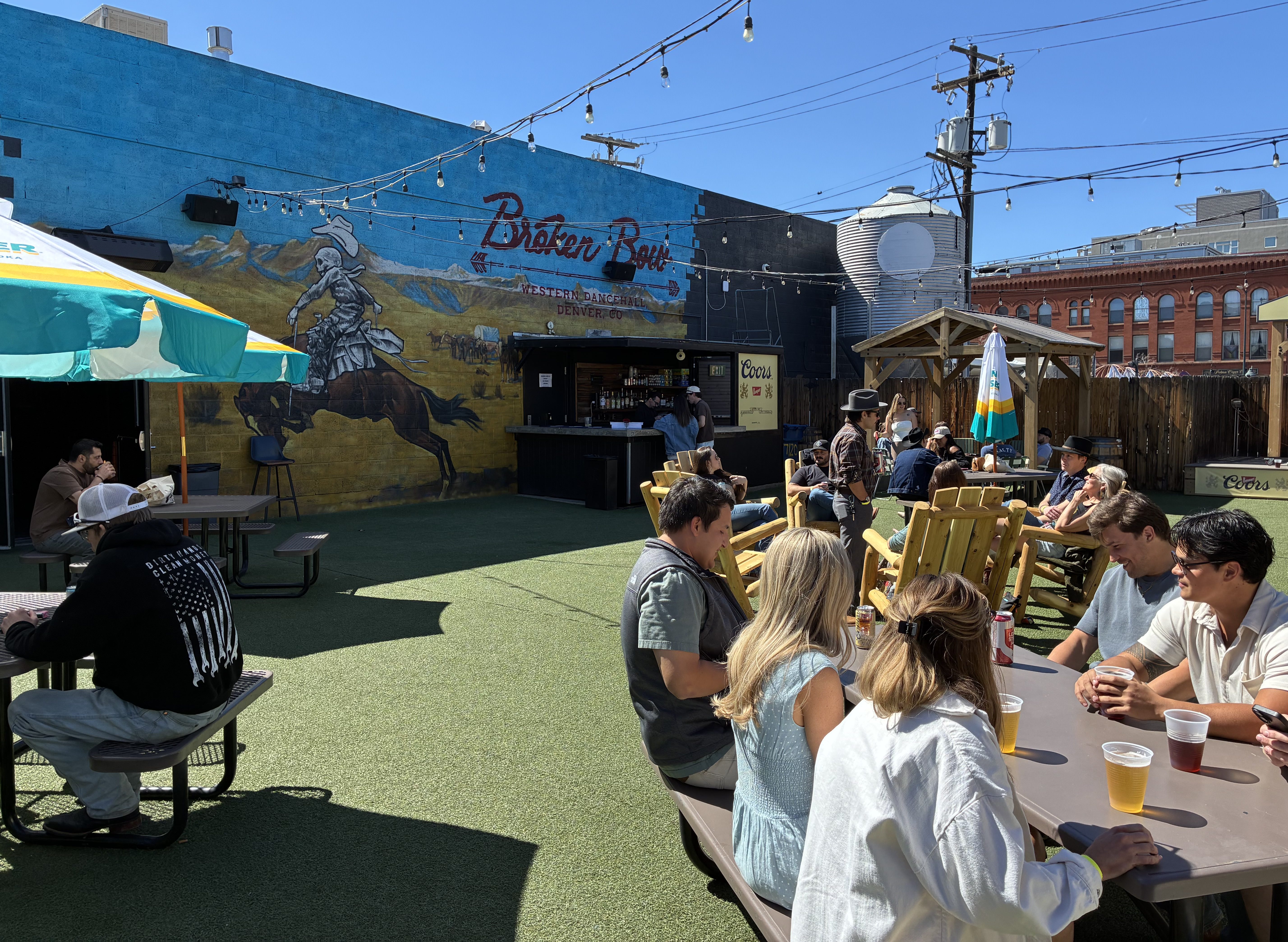 Outdoor patio with people