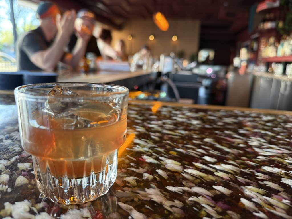 a drink on a bar