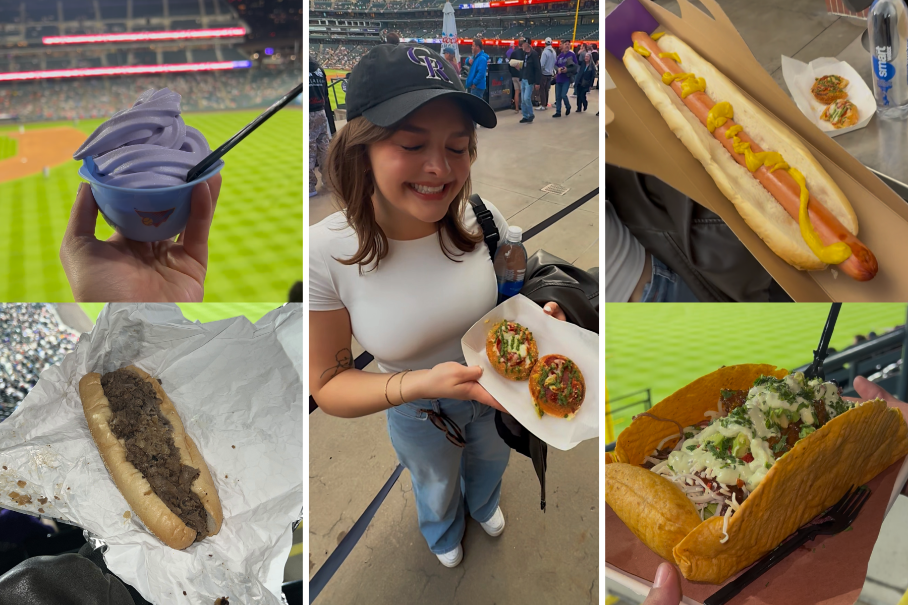 collage of foods available at Coors Field