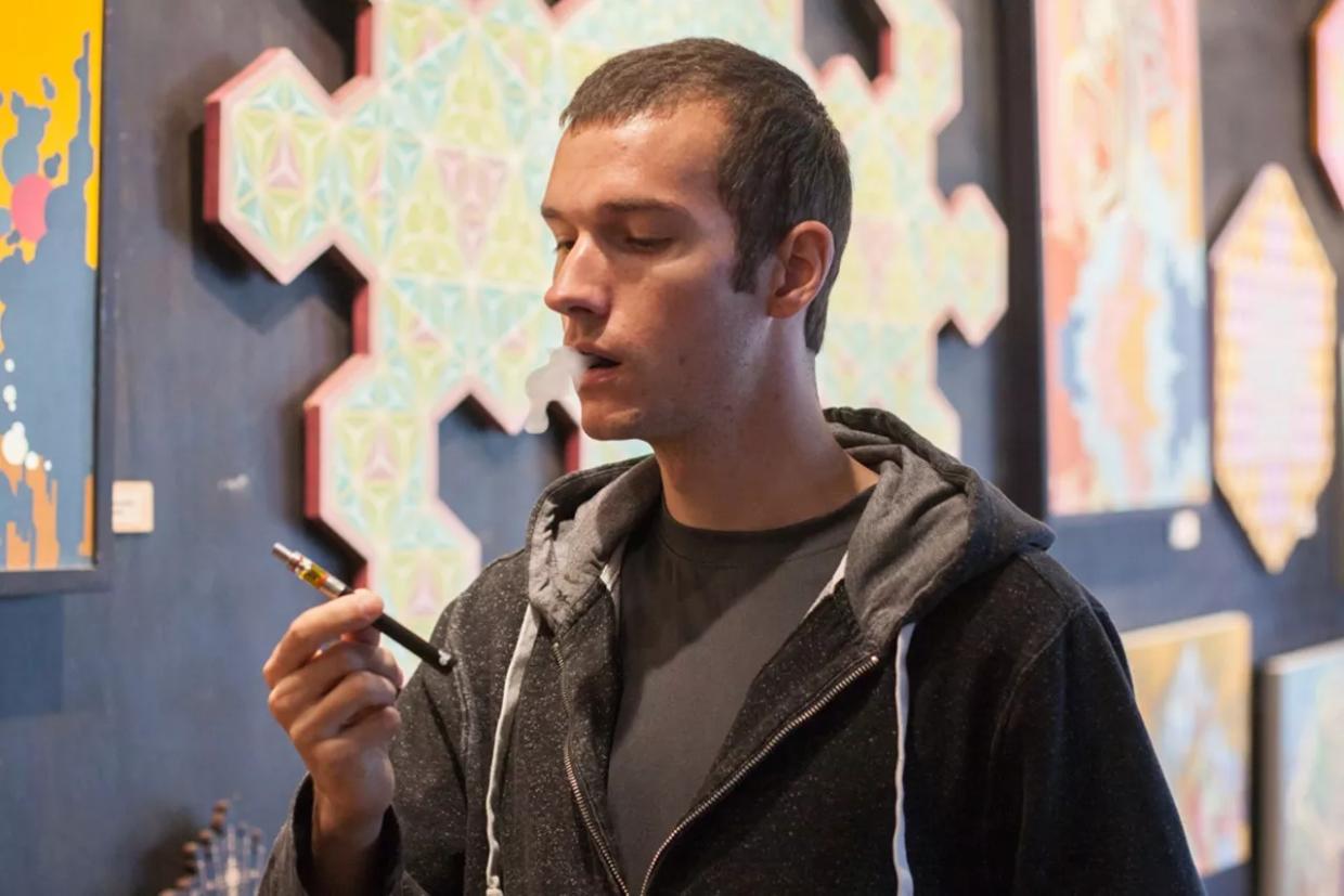 A man hits a THC vape pen