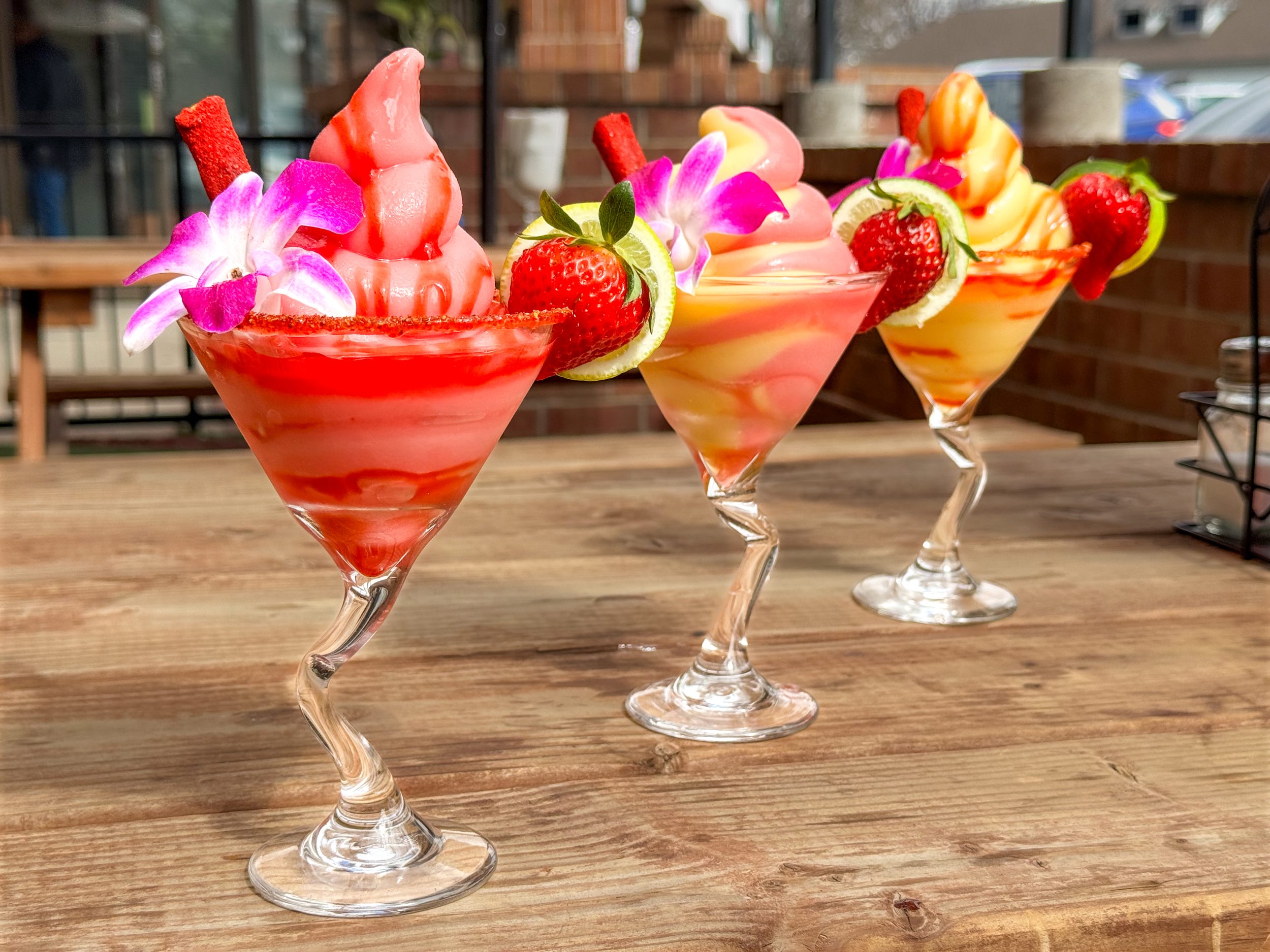 a trio of soft serve maragaritas