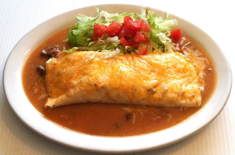 chile-smothered burrito