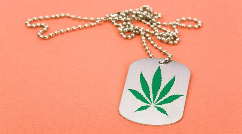 dog tags with marijuana leaf