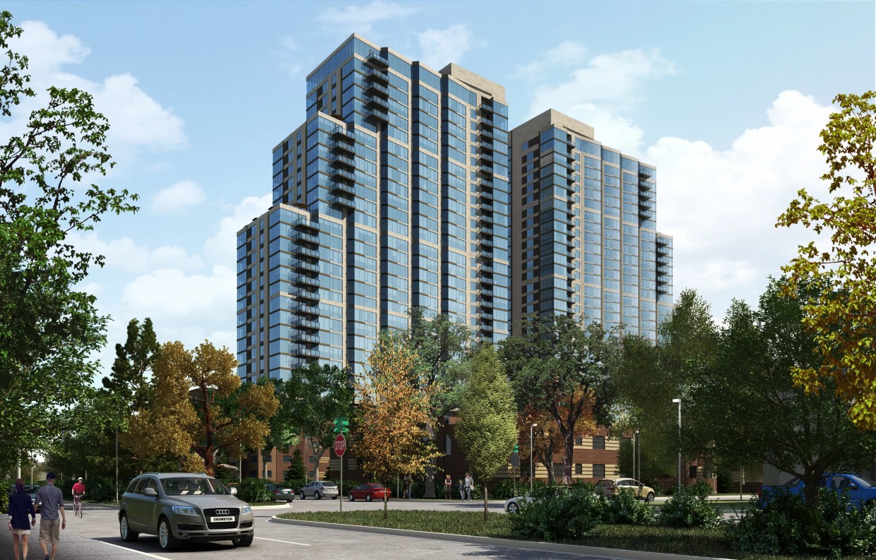 Apartment Towers on Pre-World War II Building Near Completion in Wash Park West